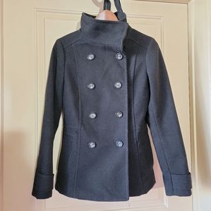 H&M Double Breasted Peacoat Size 6 Black